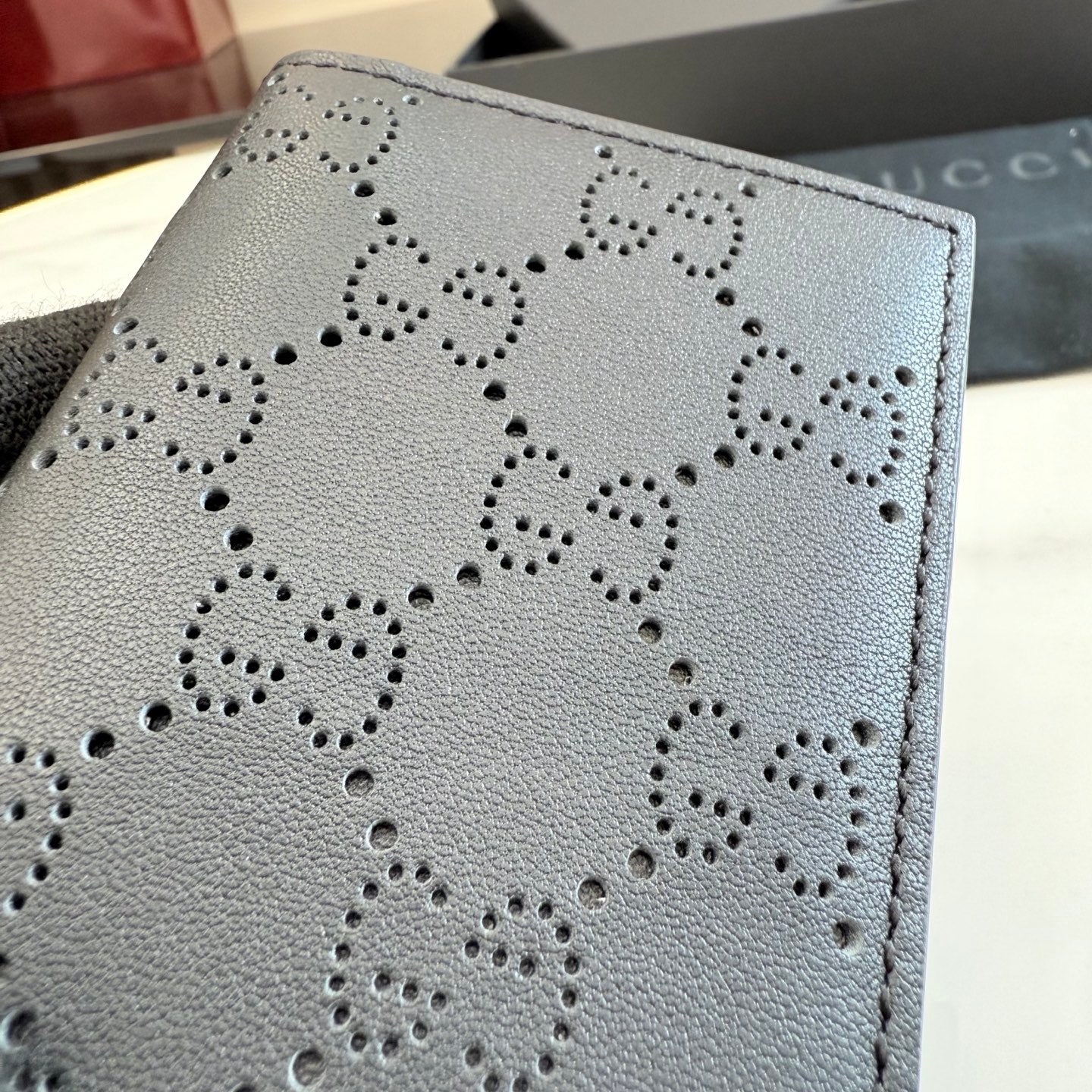 Gucci Black Leather Openwork Card Holder