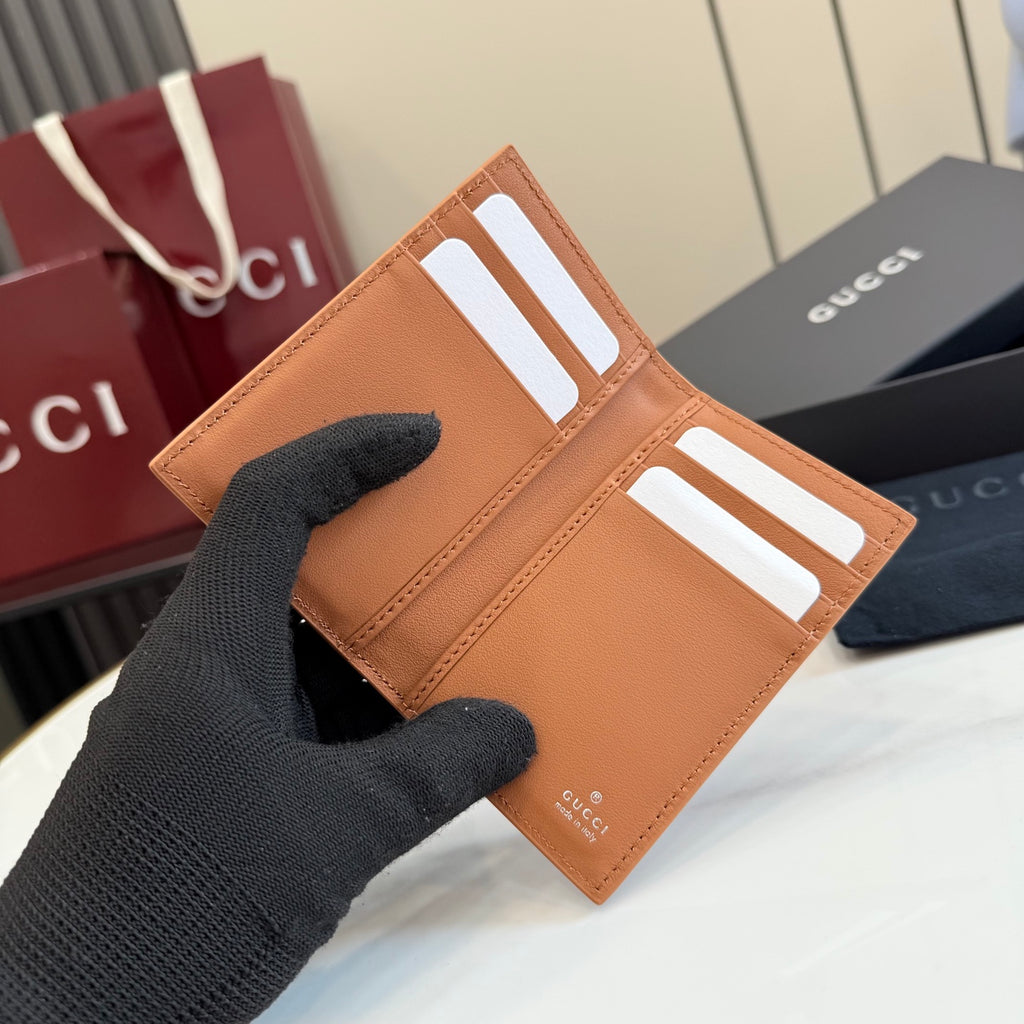Gucci Brown Leather Openwork Card Holder