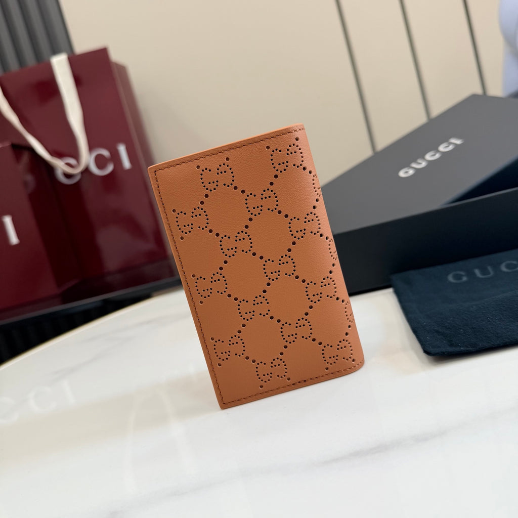 Gucci Brown Leather Openwork Card Holder