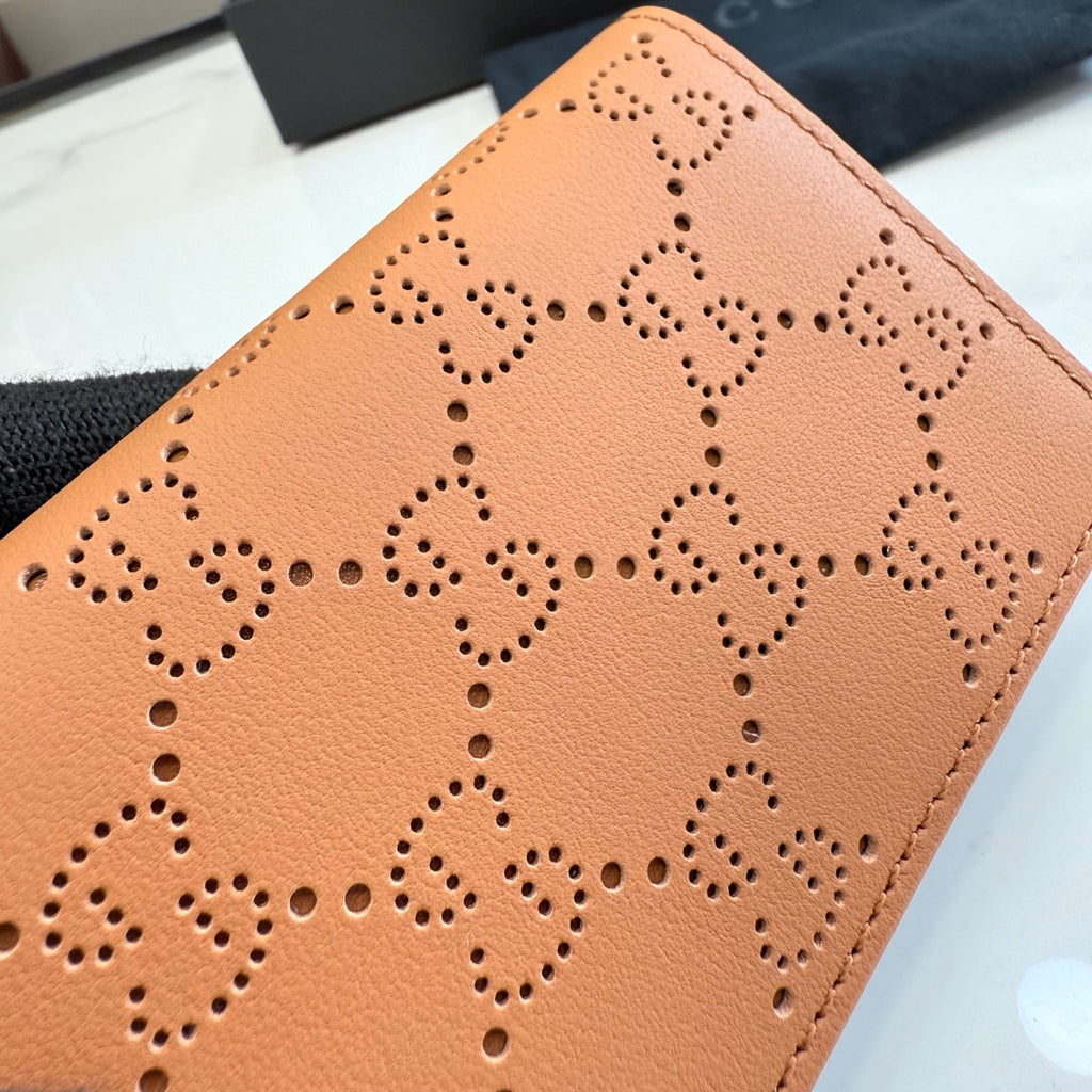 Gucci Brown Leather Openwork Card Holder
