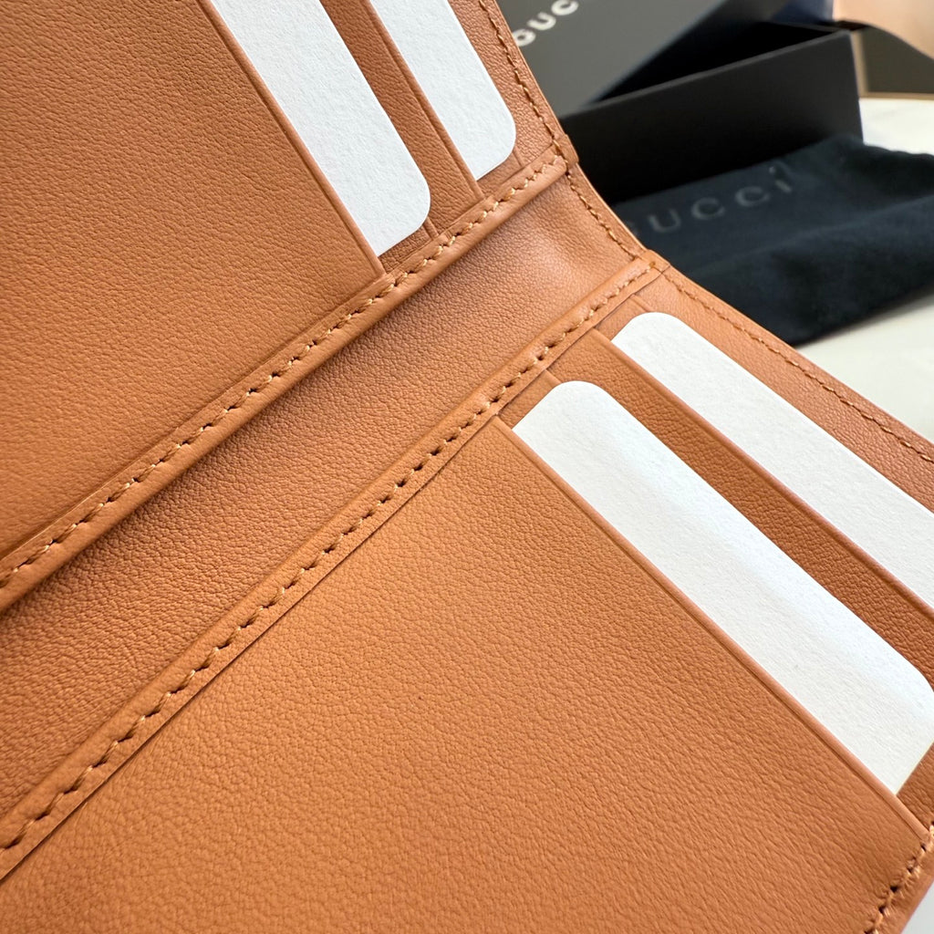 Gucci Brown Leather Openwork Card Holder