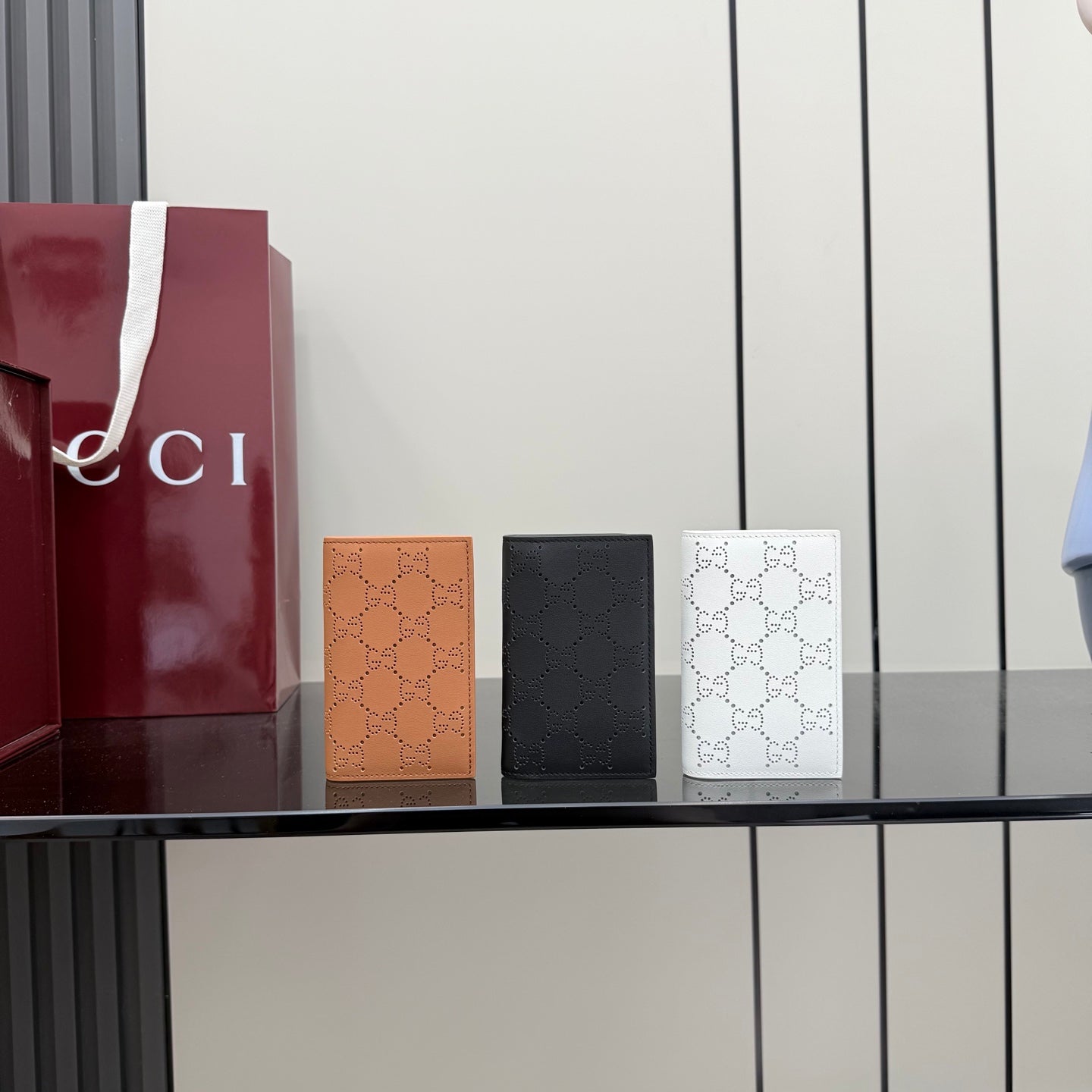 Gucci Brown Leather Openwork Card Holder