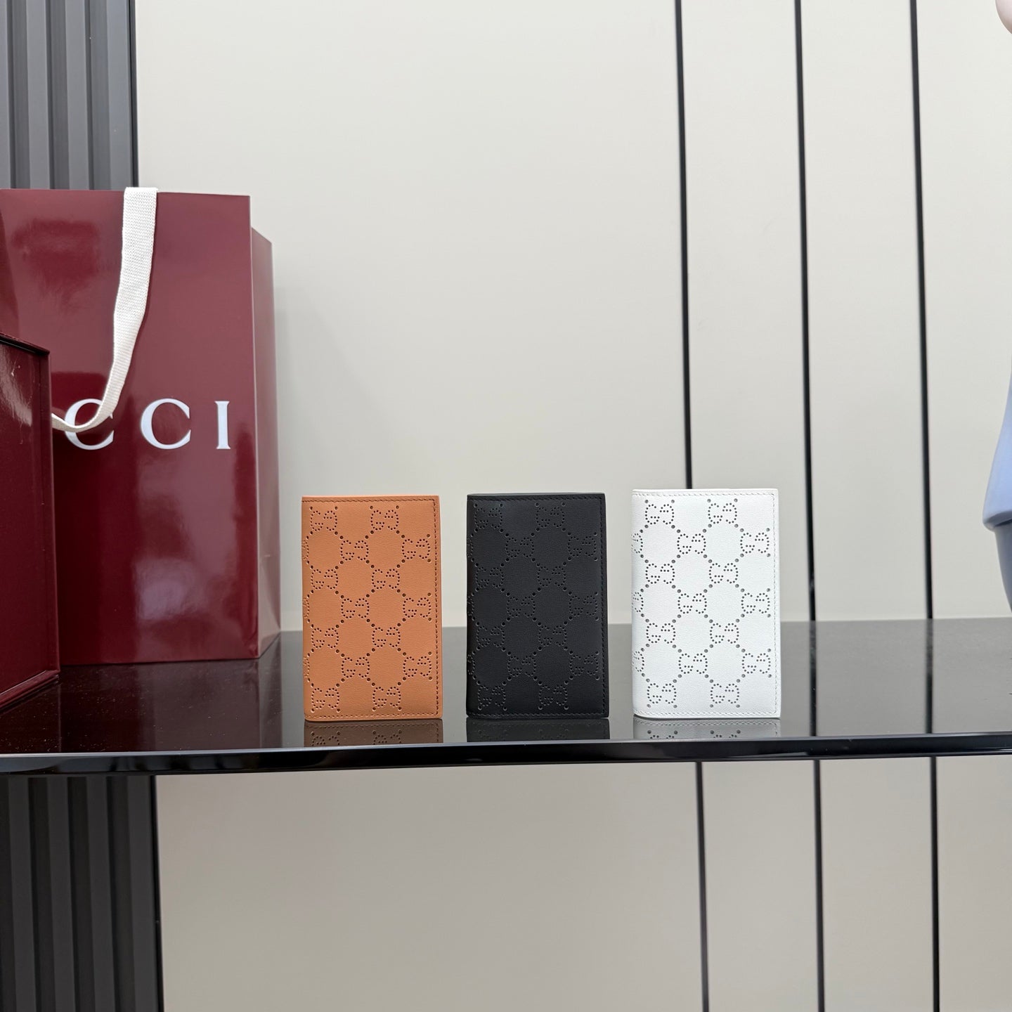 Gucci Brown Leather Openwork Card Holder