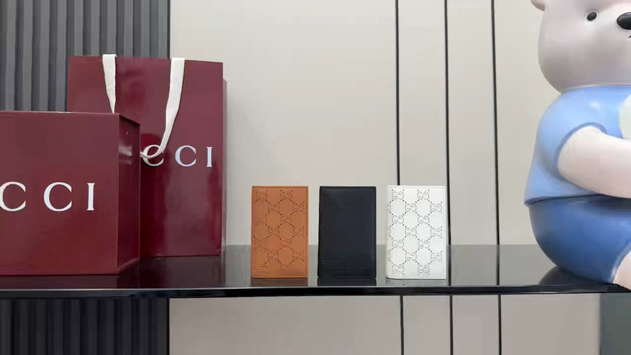 Gucci White Leather Openwork Card Holder