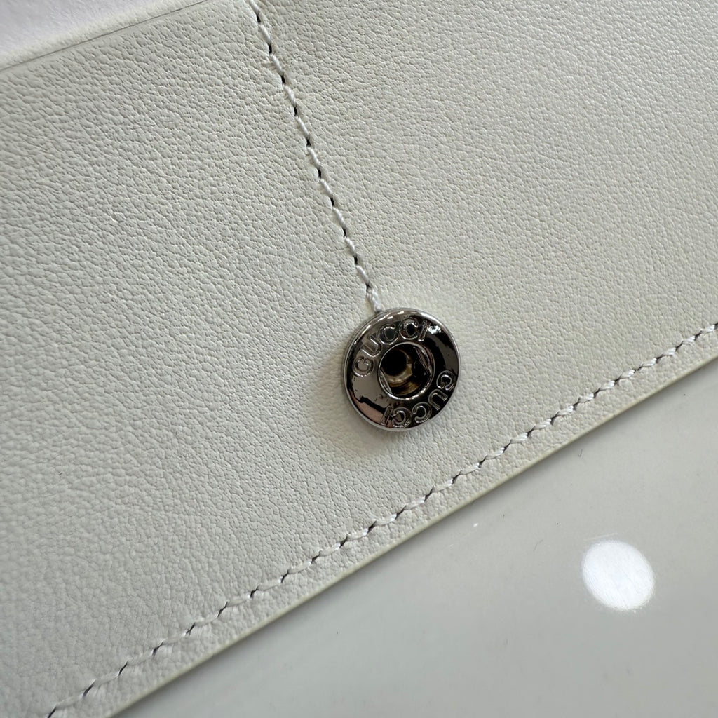 Gucci White Leather Openwork Card Holder