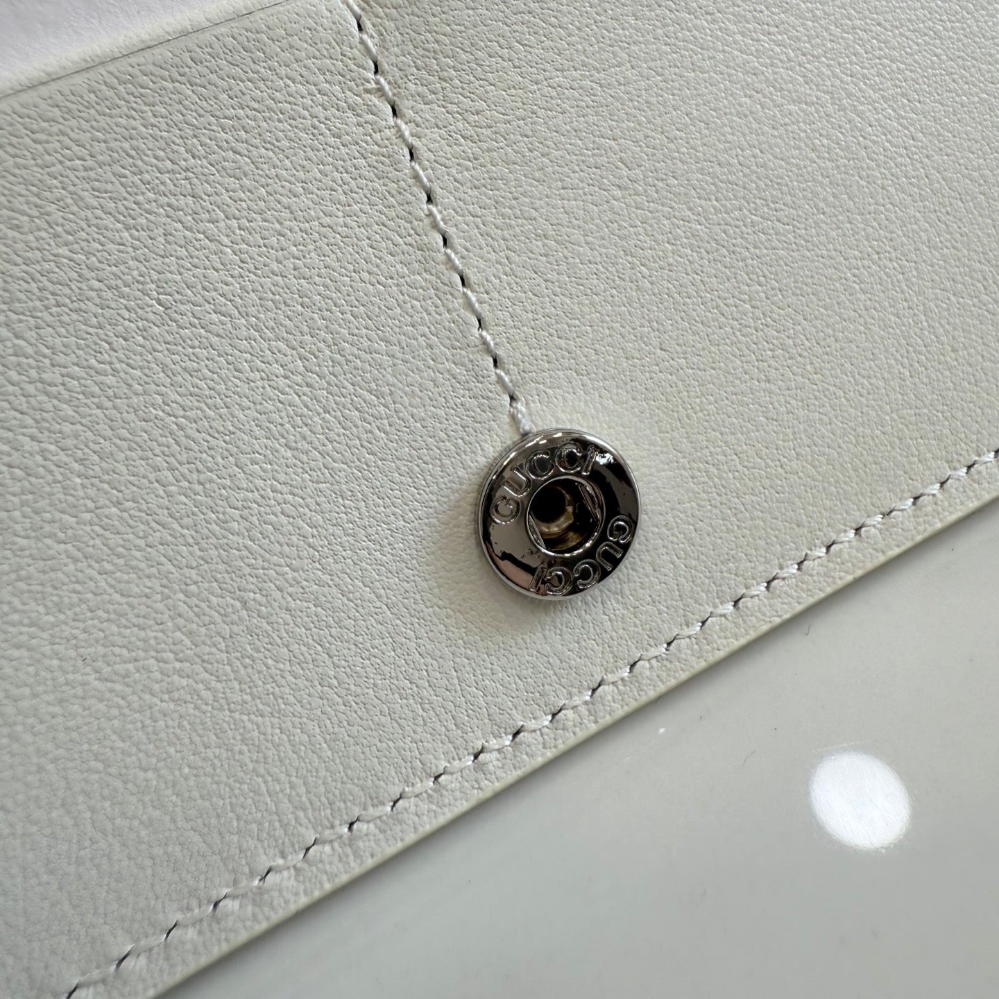 Gucci White Leather Openwork Card Holder