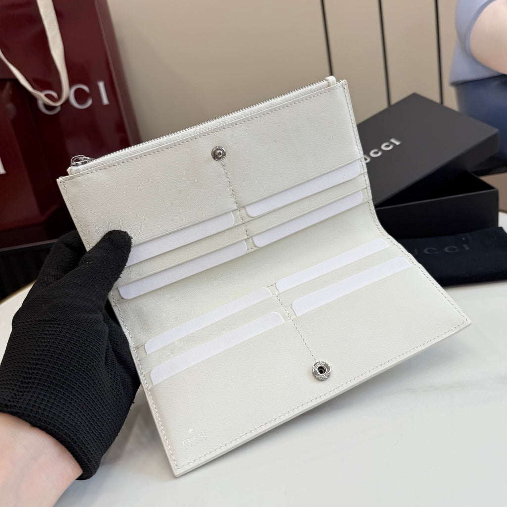 Gucci White Leather Openwork Card Holder
