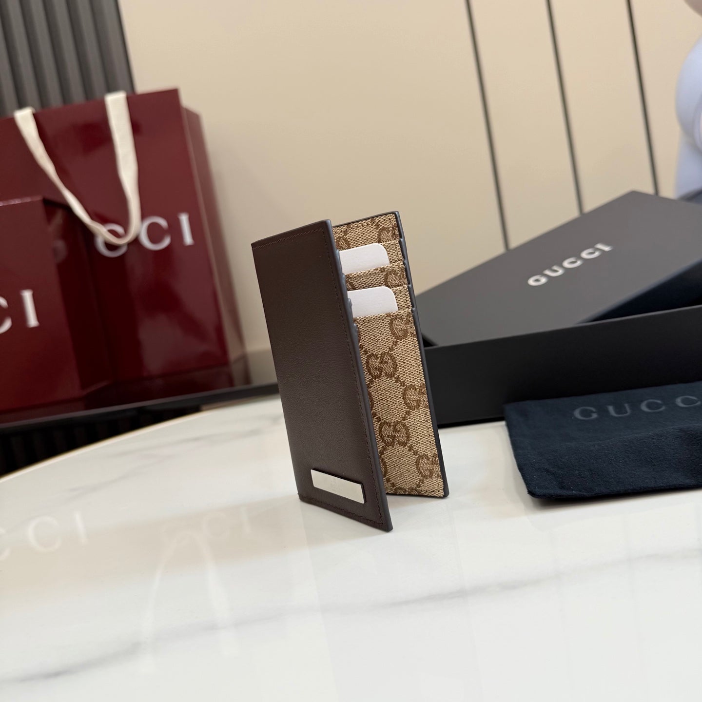 Gucci Brown Leather Card Holder