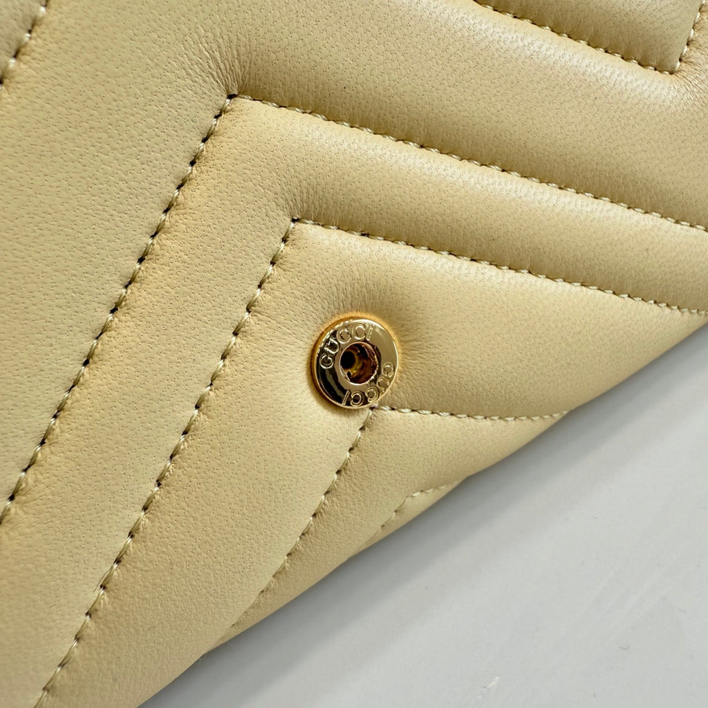 Gucci GG Marmont Yellow Leather Chain-Detail Double G Wallet