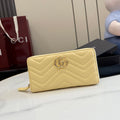 Gucci GG Marmont Yellow Leather Double G Quilted Clutch