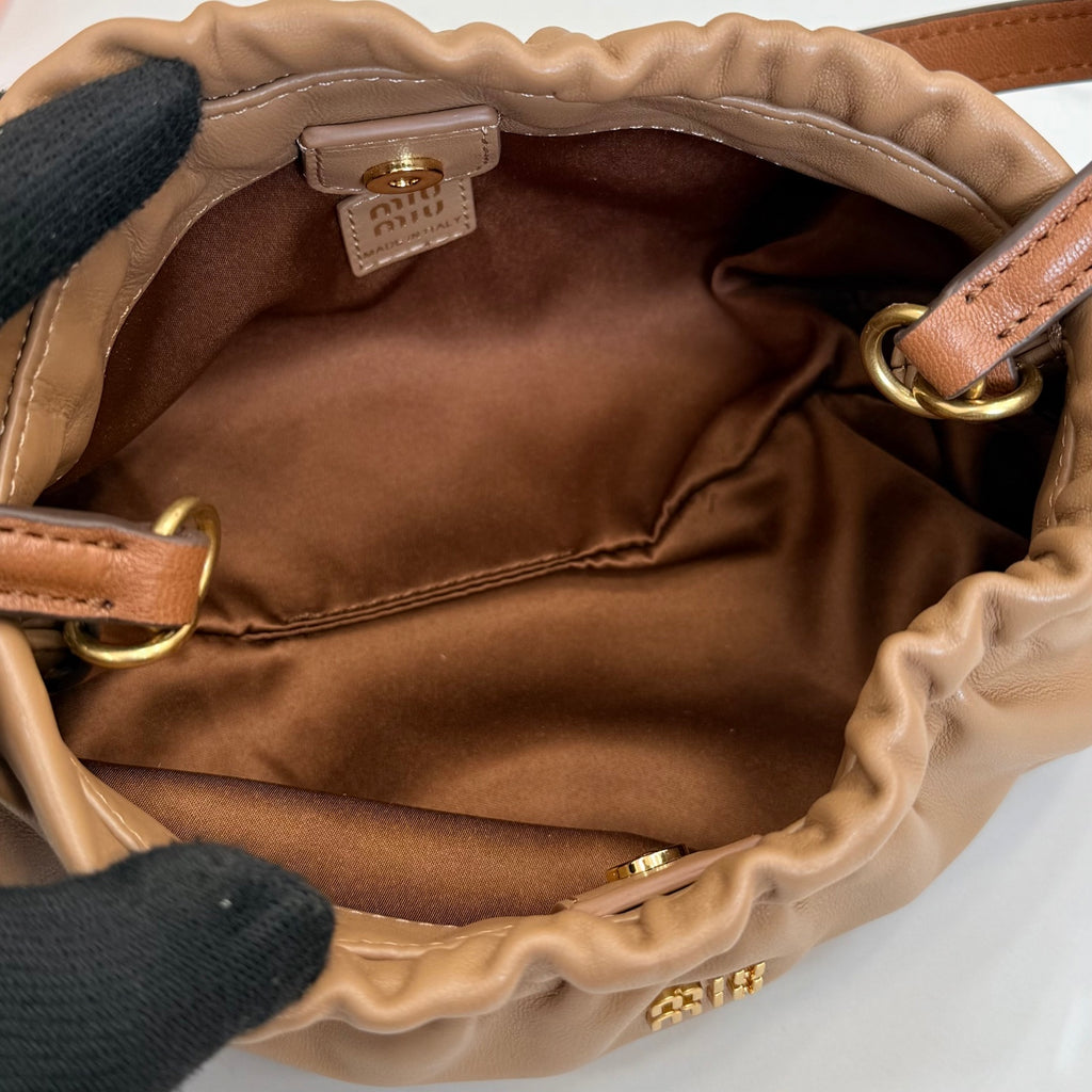 Miu Miu Leather Butterfly-Motif Bow Butterfly Shoulder Bag