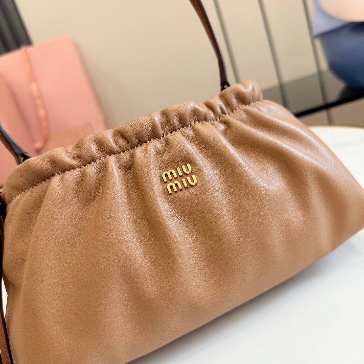Miu Miu Leather Butterfly-Motif Bow Butterfly Shoulder Bag