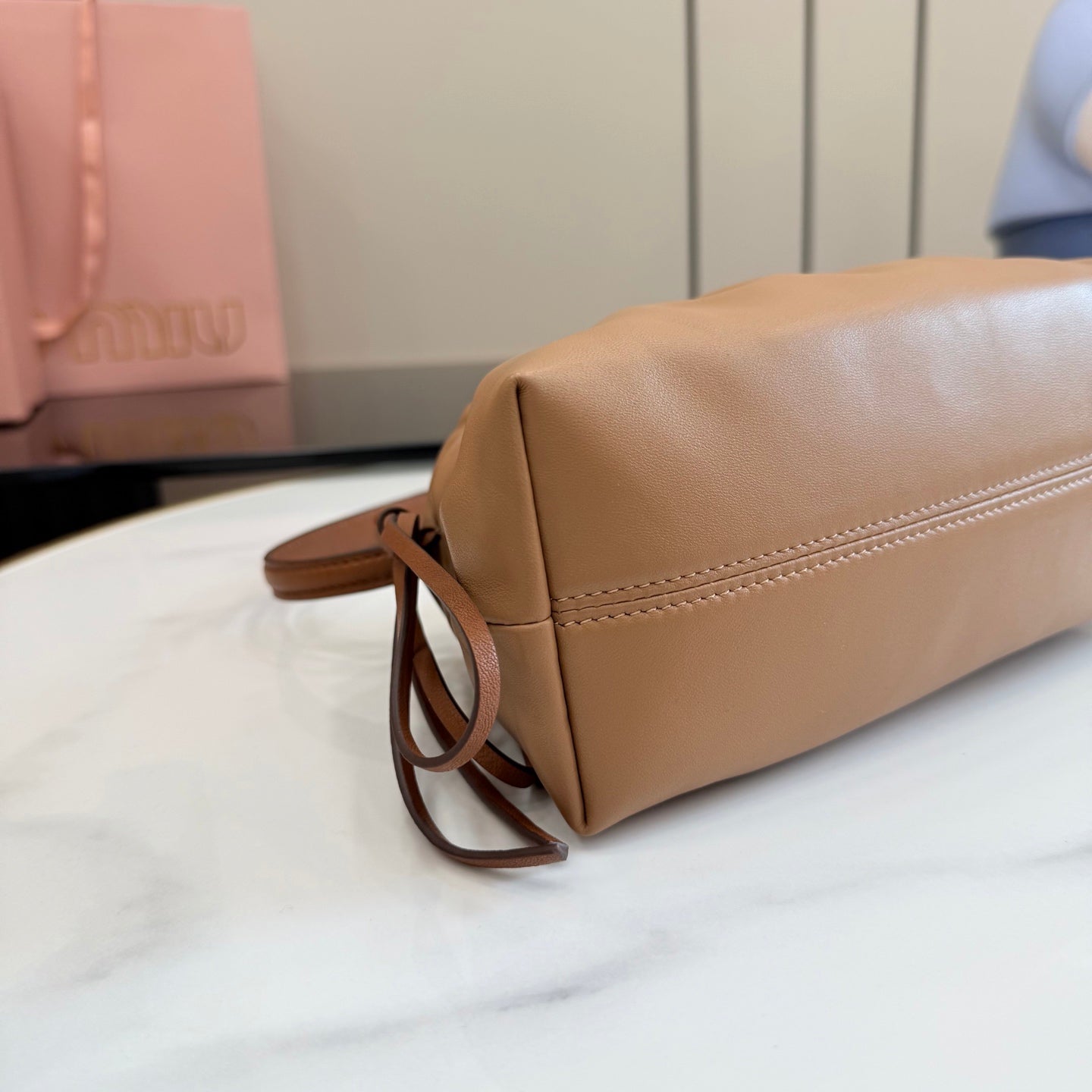 Miu Miu Leather Butterfly-Motif Bow Butterfly Shoulder Bag