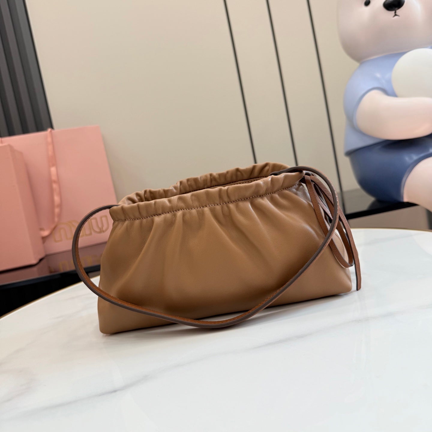 Miu Miu Leather Butterfly-Motif Bow Butterfly Shoulder Bag