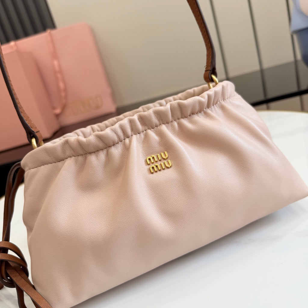 Miu Miu Pink Leather Butterfly-Motif Bow Butterfly Shoulder Bag