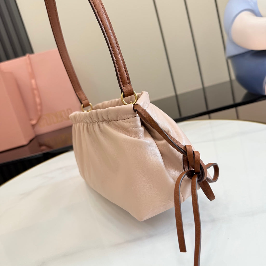 Miu Miu Pink Leather Butterfly-Motif Bow Butterfly Shoulder Bag