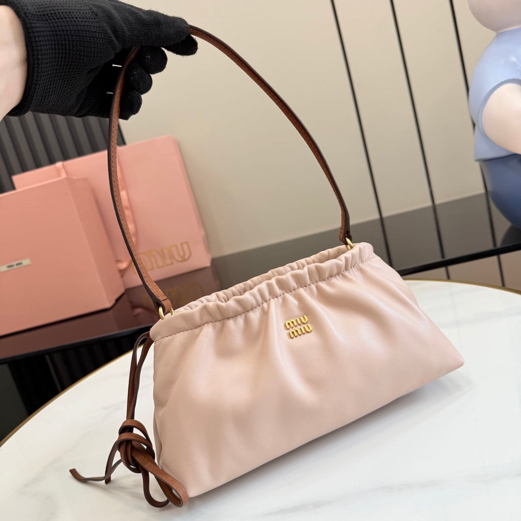 Miu Miu Pink Leather Butterfly-Motif Bow Butterfly Shoulder Bag