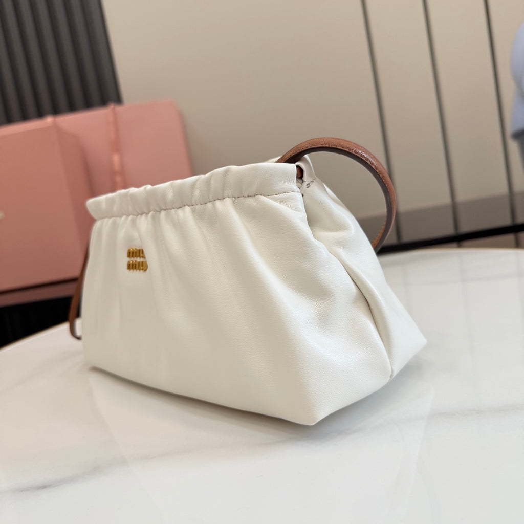 Miu Miu White Leather Butterfly-Motif Bow Butterfly Shoulder Bag