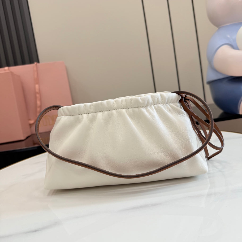 Miu Miu White Leather Butterfly-Motif Bow Butterfly Shoulder Bag