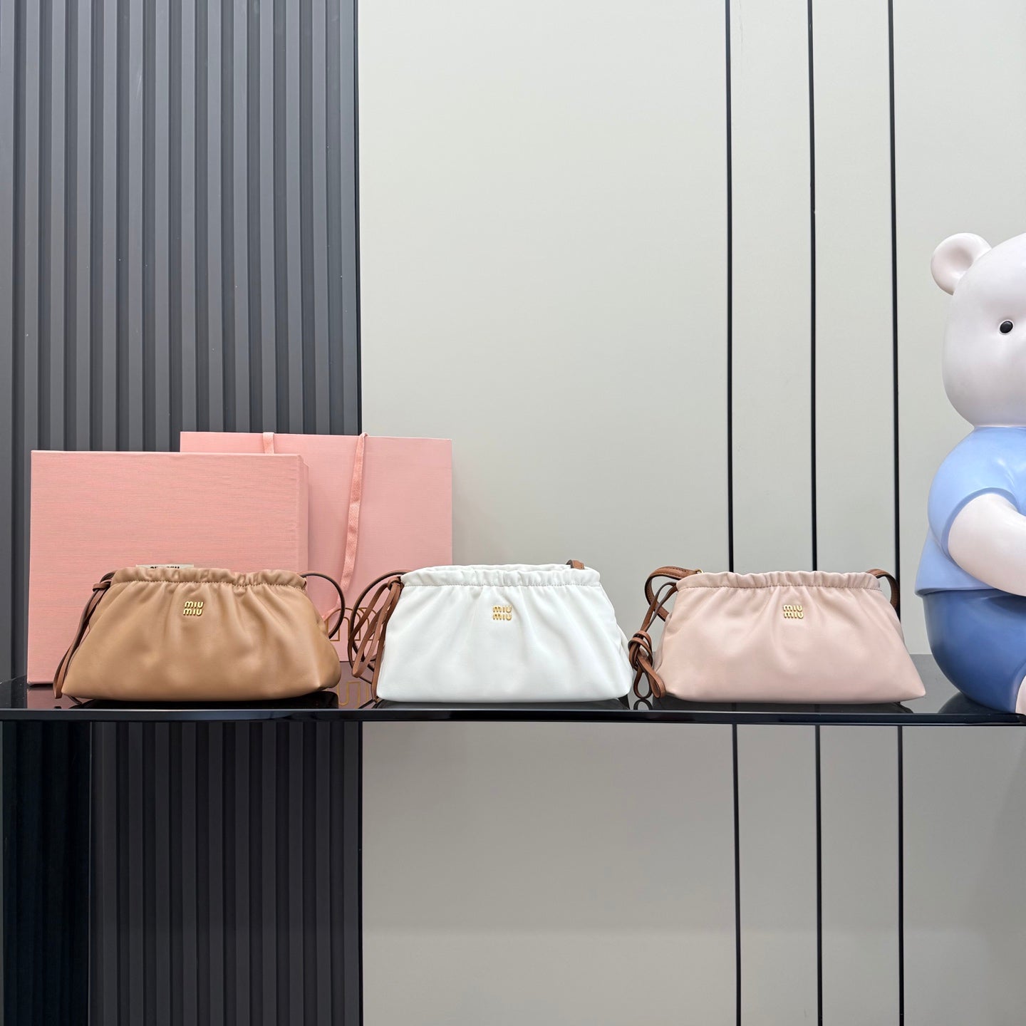 Miu Miu Leather Butterfly-Motif Bow Butterfly Shoulder Bag