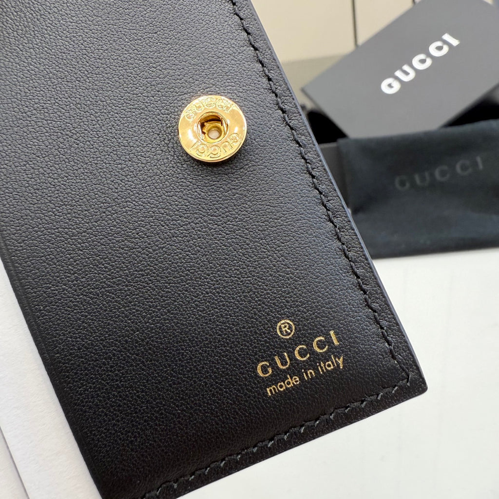 Gucci Black Leather Openwork Wallet