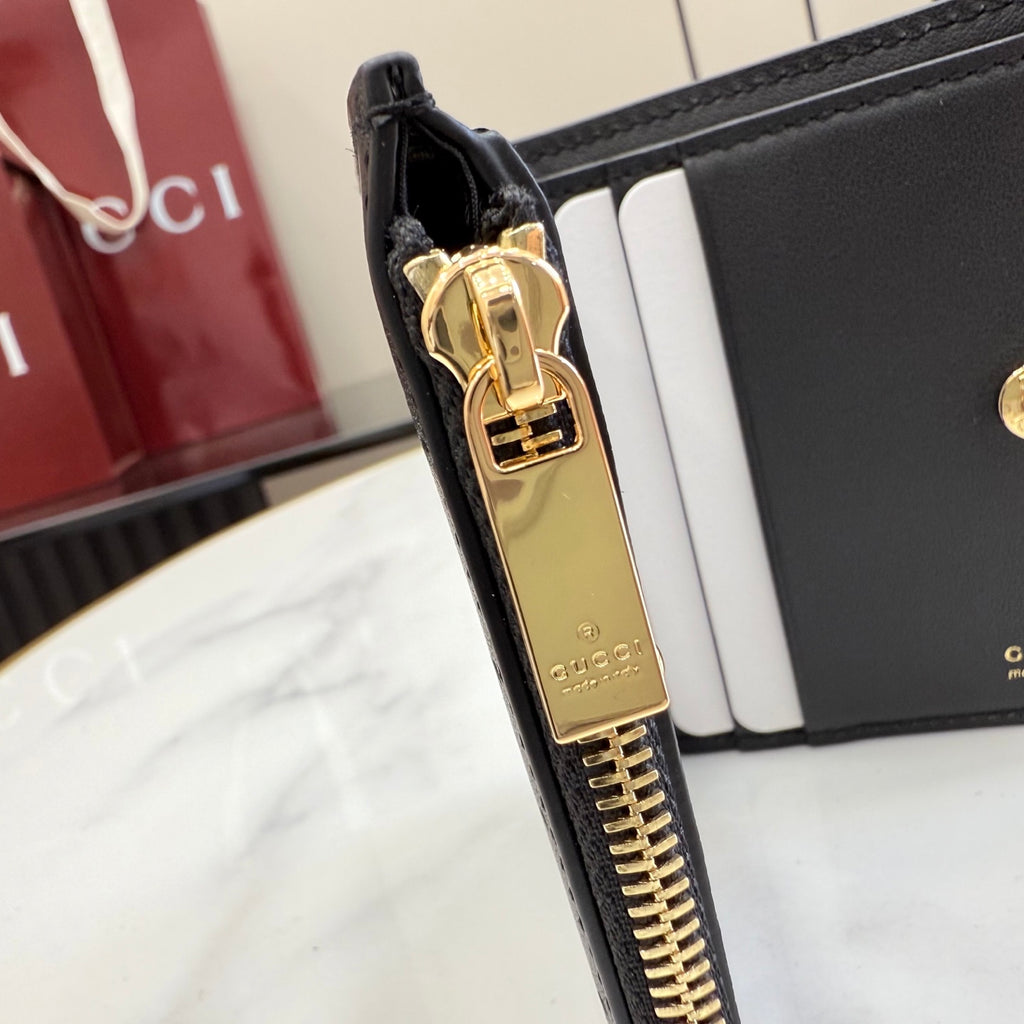 Gucci Black Leather Openwork Wallet
