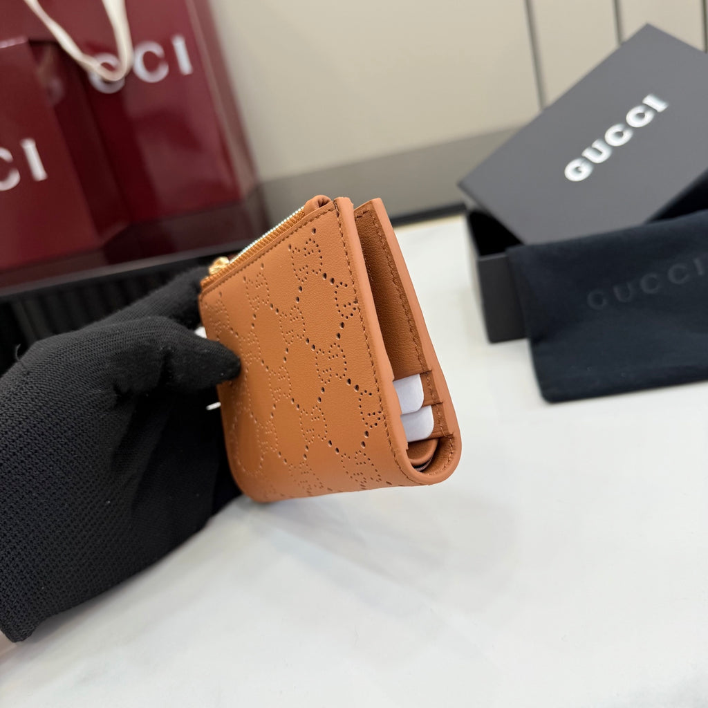Gucci Brown Leather Openwork Wallet