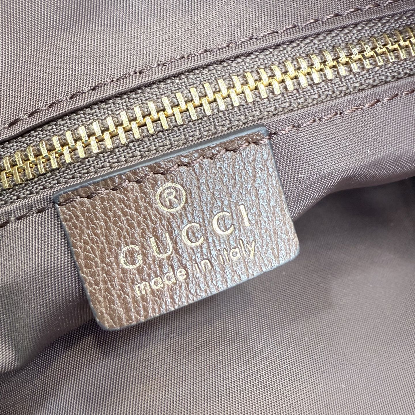 Gucci Brown Leather Striped Crossbody Bag