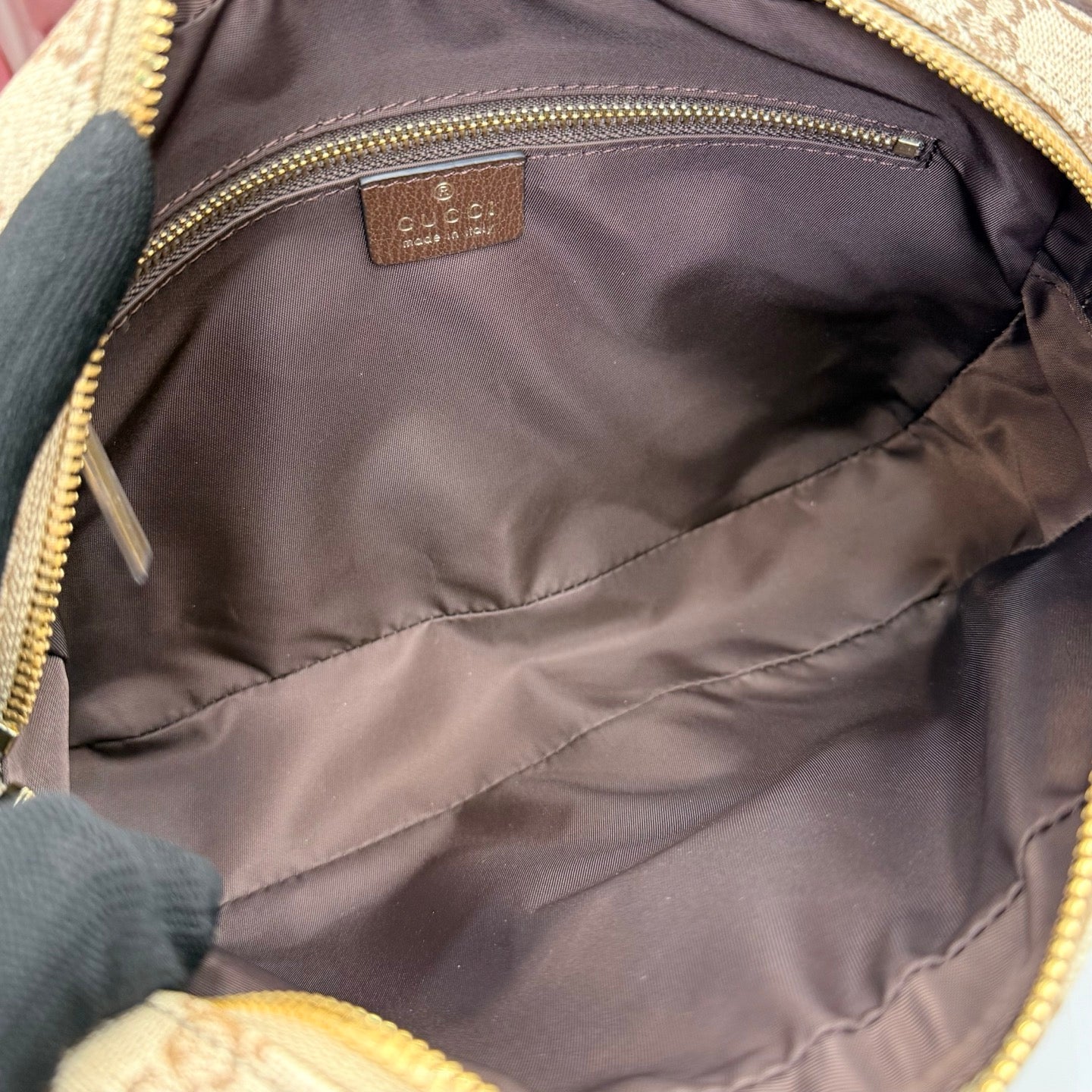 Gucci Brown Leather Striped Crossbody Bag