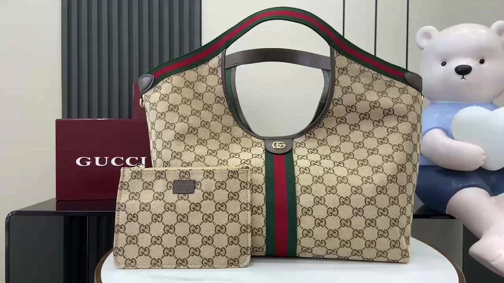 Gucci Light Blue Nylon Double G Tote Bag